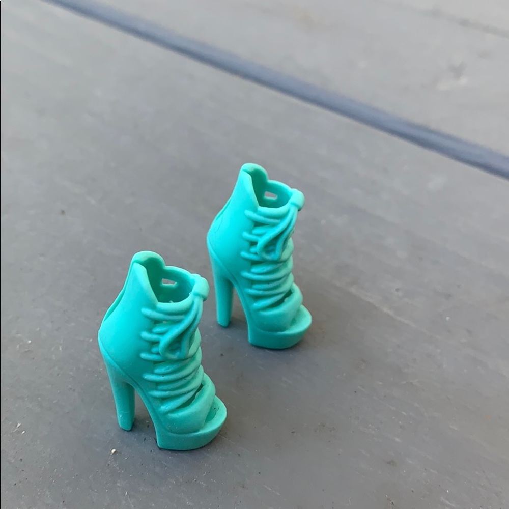 Greenish blue Barbie heels